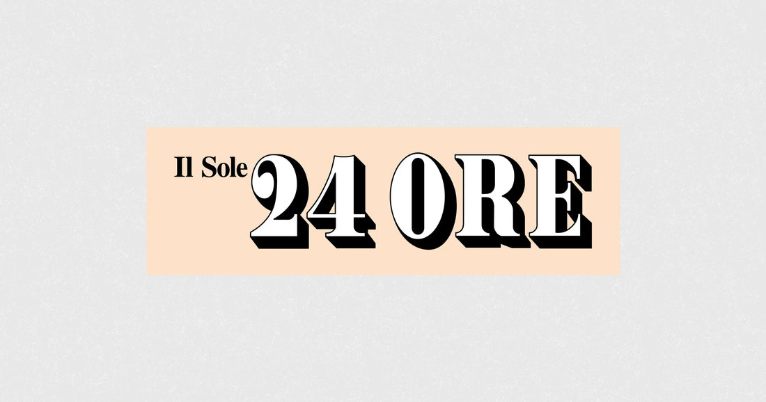 Il Sole 24 ORE logo with black and white text on a peach background