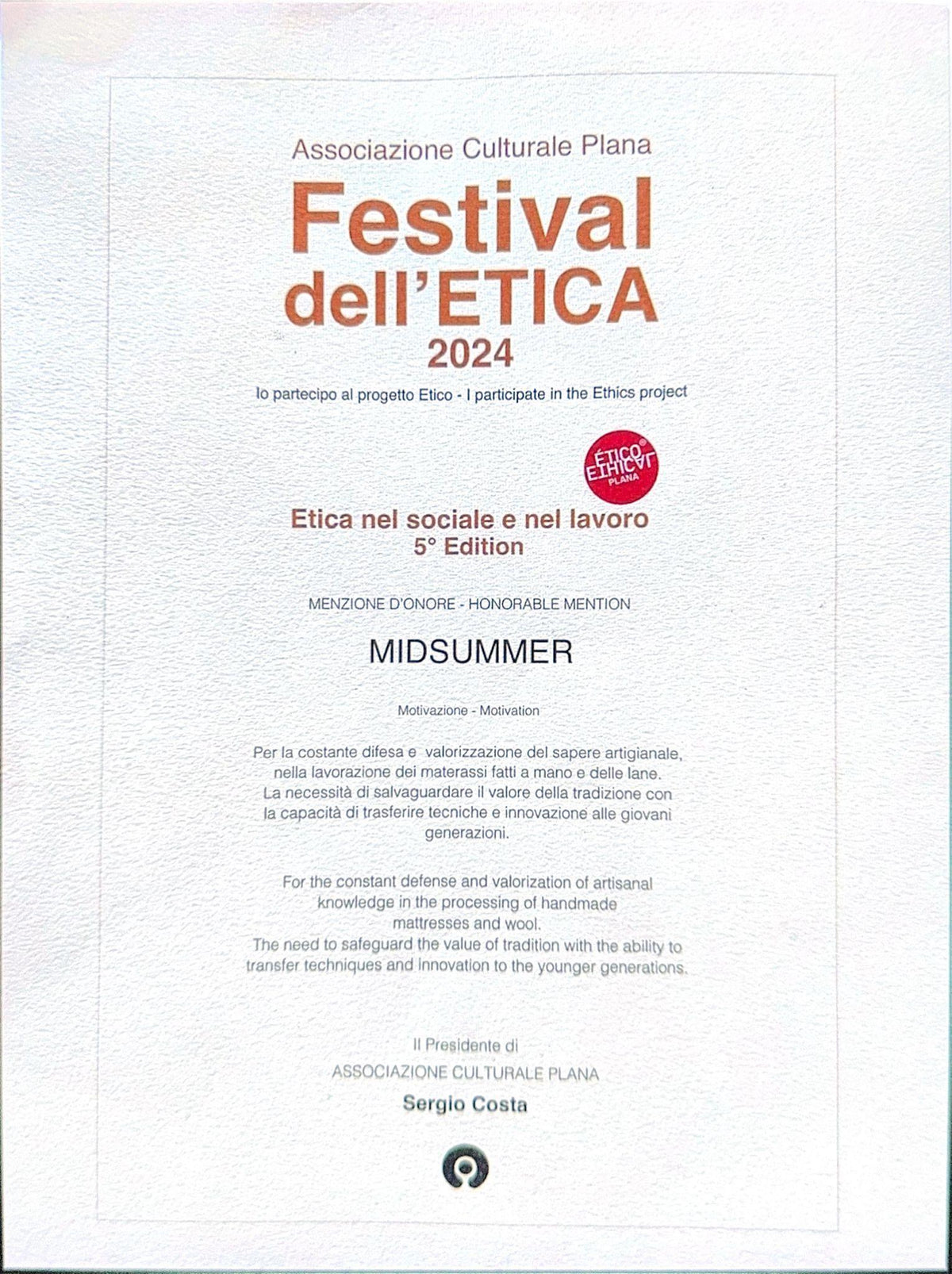 Festival dell’Etica: почётное упоминание - midsummer-milano