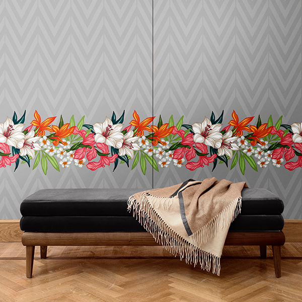 Flowers pattern wall covering. Silk. Made in italy