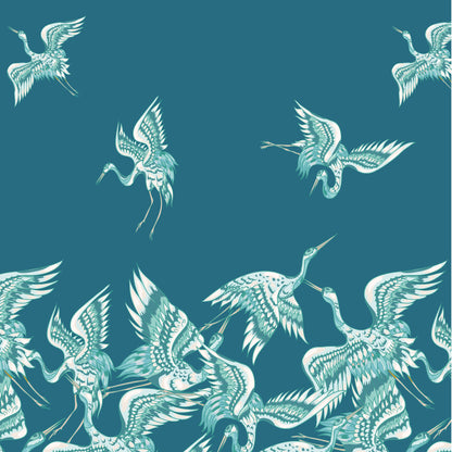 Heron. Panel. Decorative. Dreamy. Fly. Blue