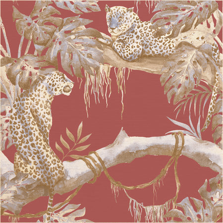Leopards pattern wall covering. Silk. Made in italy