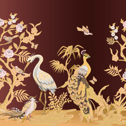 Peacocks and Herons Panel